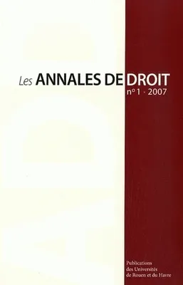 Les annales de droit, n°1/2007