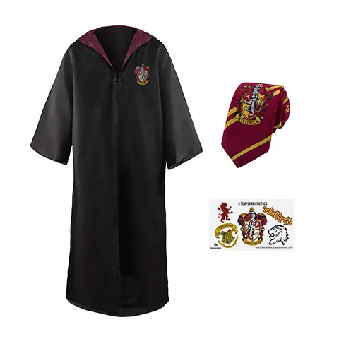 Pack déguisement Gryffondor : robe de sorcier + cravate + 5 tatouages - Harry Potter - S Harry Potter