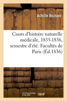 Cours d'histoire naturelle médicale, 1835-1836, semestre d'été. Facultés de Paris