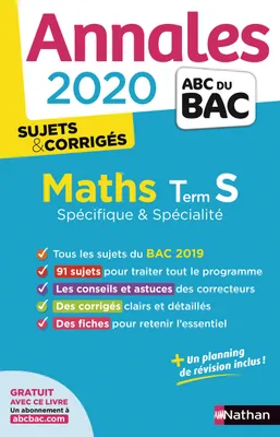 Annales BAC 2020 Maths Term S - Spécifique & Spécialité - Corrigé