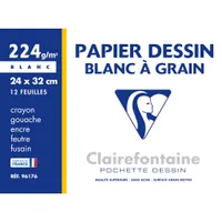 Dessin à Grain pochette 12F 24x32cm 224g - Blanc