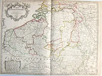 Carte des Pays Bas Catholiques dressée sur un grand nombre de cartes particulières faites sur les lieux où les limites sont exactement marquées, suivant les derniers Traitéz