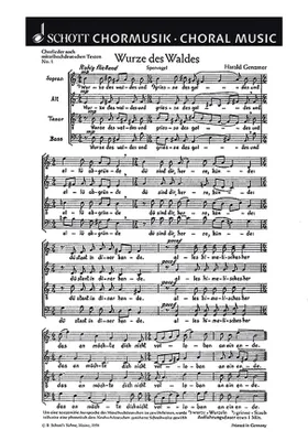 Fünf Chorlieder, 1. Wurze des Waldes / 2. Ich will truren fahren lan. GeWV 17. mixed choir (SATB). Partition de chœur.