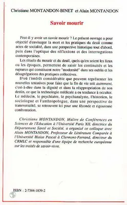 Savoir mourir, [actes du colloque international, Créteil, 21-23 mai 1992]