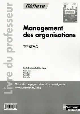 Management des organisations - Tle STMG livre du professeur Pochette Réflexe