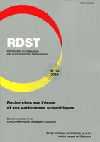 RDST, n°13/2016, Recherches sur l'école et ses partenaires scientifiques