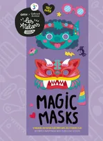 Magic masks, 6 masques en papier à décorer avec des stickers fluo