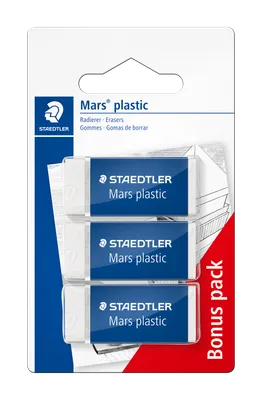 Mars® plastic 526 53 - Blister 3 gommes blanches sans latex 