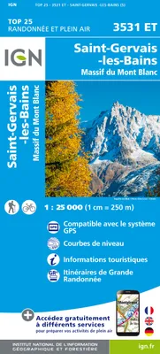 Top 25 : une carte, un site, 3531ET, 3531Et Saint-Gervais-Les-Bains.Massif Du Mont Blan