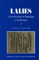 Lalies, n°19/1999, Actes des sessions de linguistique et de littérature