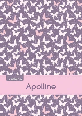 Le cahier d'Apolline - Petits carreaux, 96p, A5 - Papillons Mauve