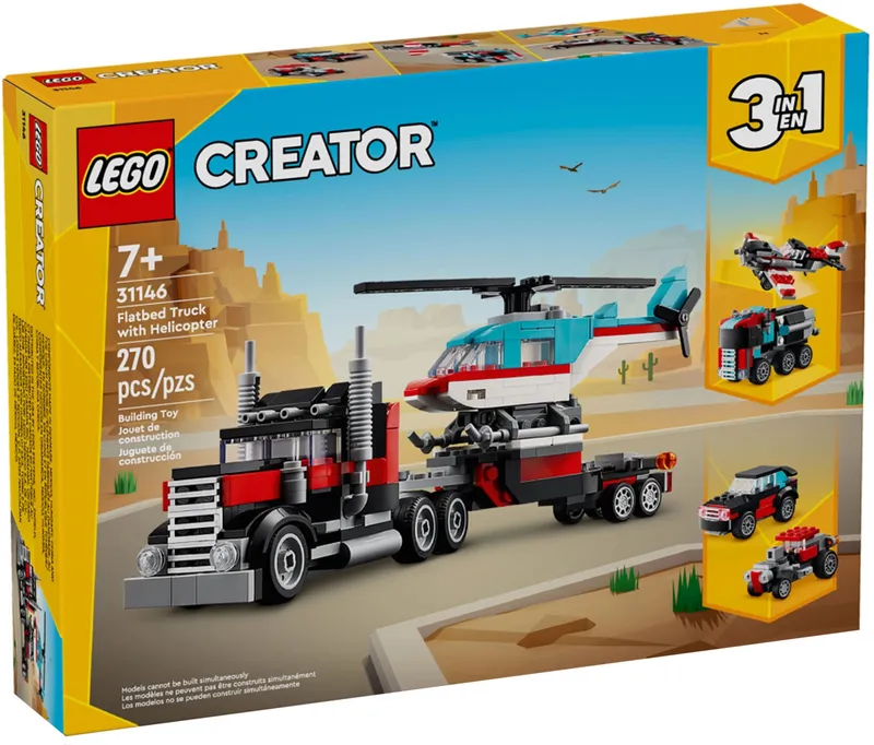 Jeux et Jouets Jeux de construction Lego, briques et blocs Le camion remorque avec hélicoptère Lego Creator