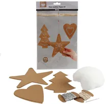 Décorations de Noël en papier imitation cuir (sapin,étoile,coeur)