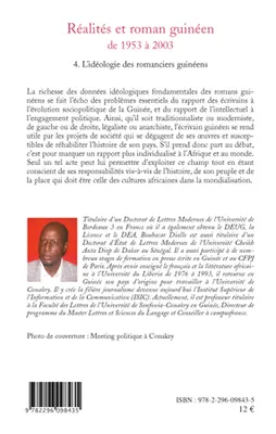 4, L'idéologie des romanciers guinéens, Réalités et roman guinéen de 1953 à 2003 T4