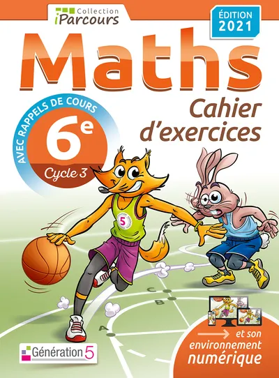 Livres Scolaire-Parascolaire Collège Cahier d'exercices iParcours maths 6e avec cours (édition 2021) Katia HACHE, Sébastien HACHE
