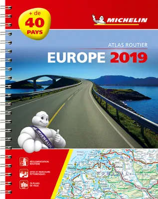 25210, Atlas Europe 2019 - Atlas Routier et Touristique (A4-Spirale)