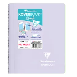 Cahier reliure intégrale enveloppante Koverbook Blush A5 160 pages ligné couverture polypropylène opaque bicolore - Lilas/Vert tilleul