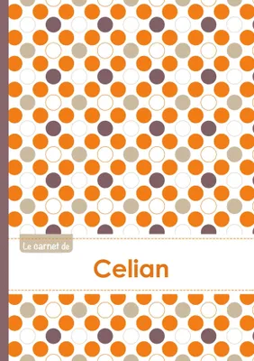 Le carnet de Celian - Lignes, 96p, A5 - Ronds Orange Gris Violet