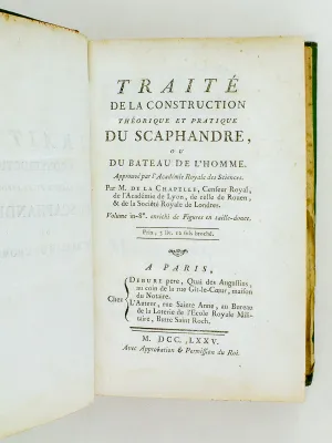 Traité de la Construction théorique et pratique du Scaphandre ou du Bateau de l'Homme. [ Edition originale ]