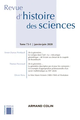 Revue d'histoire des sciences 1/2020 Varia, Varia