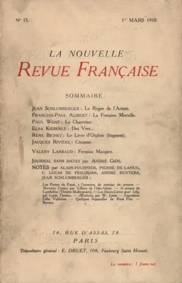 La Nouvelle Revue Française N' 15 (Mars 1910)