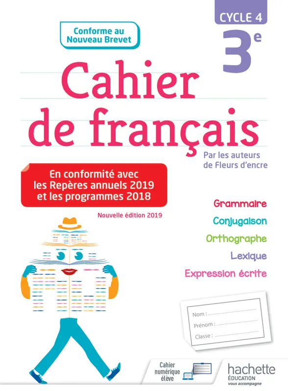 Livres Scolaire-Parascolaire Collège Cahier de français cycle 4 / 3e - éd. 2019 Françoise Carrier, Chantal Bertagna