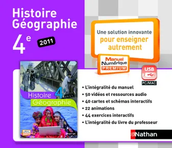 Histoire-Géographie - 4e - 2011- manuel numérique enrichi - CLE USB - tarif non adoptant