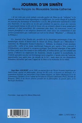 Journal d'un sinaïte, Moine français au Monastère Sainte-Catherine