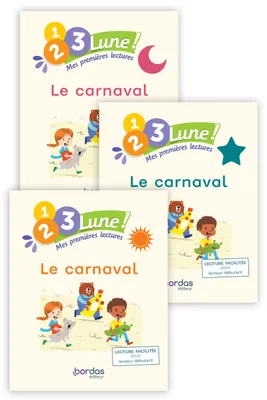 1, 2, 3, Lune ! - Mes premières lectures - Le Carnaval (pack 1 album soleil + 1 album étoile + 1 album lune)