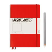 Carnet Medium (A5) couverture rigide, 249 pages numérotées, blanc, rouge
