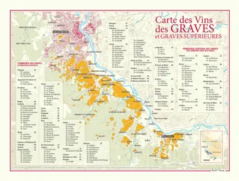 Carte des Vins des Graves et Graves Supérieures, 30 x 40 cm