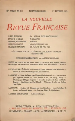 La Nouvelle Revue Française N' 113 (Février 1923)