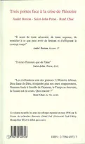 Trois poètes face à la crise de l'histoire, André Breton - Saint-John Parse - René Char
