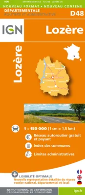 [France] départementale, D48, Aed D48 Lozere  1/150.000