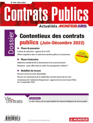 ACCP  n° 240 mars 2023, Contrats publics  L'actualité de la commande et des contrats publics