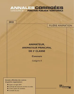 Animateur, animateur principal de 2e classe, 2021 concours, Concours externe, internes et 3e concours