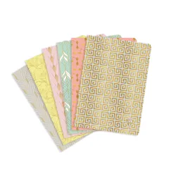 Carnet piqûre textile Neo Deco Collection Printemps-Été 14,8x21cm 96 pages ligné motifs assortis papier ivoire 90g - Assortis