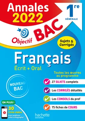 Annales Objectif BAC 2022 Français 1res