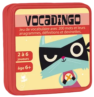 Vocadingo CP à CM1 / jeu de vocabulaire avec 200 mots et leurs anagrammes, définitions et devinettes
