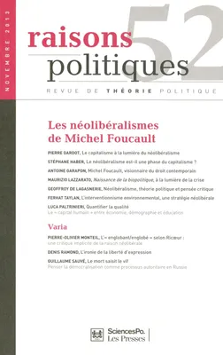 Raisons politiques 52, novembre 2013, Les néolibéralismes de Michel Foucault