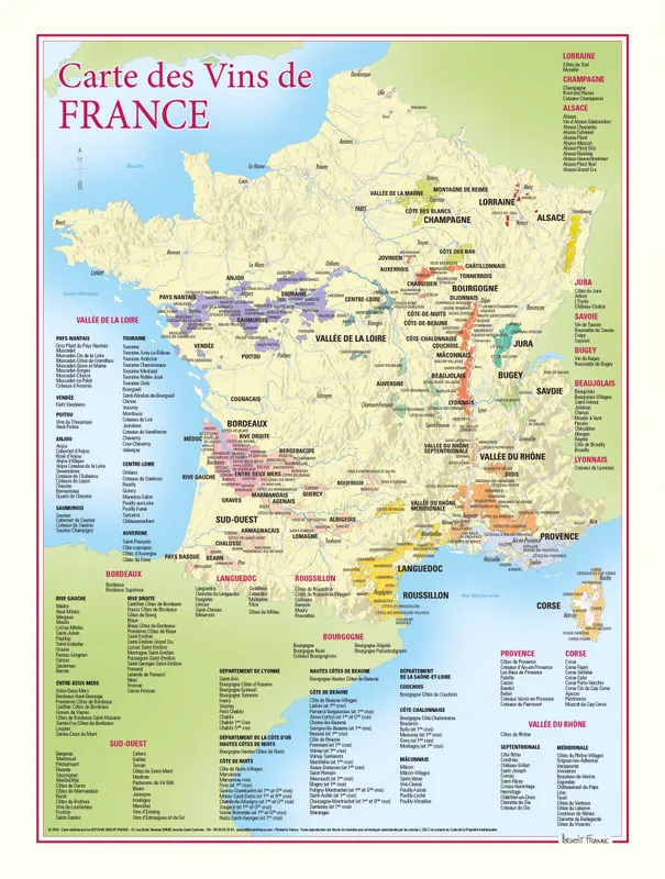 Carte des Vins de France: les 200 Principales Appellations