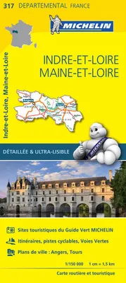 Départements France, 317, Carte Départementale Indre-et-Loire, Maine-et-Loire