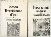 Annales du Midi - Langue et littérature d'oc & histoire médiévale, tomes I et II - 