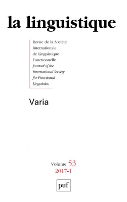 linguistique 2017, vol. 53 (1)