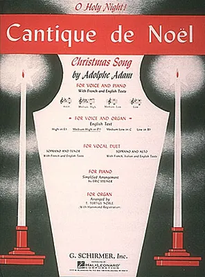 Cantique de Noel (O Holy Night), Medium High Voice (D-Flat) and Organ