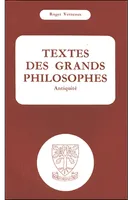Textes des grands philosophes : Antiquité