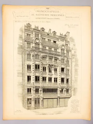 Monographies de Bâtiments Modernes. Maison à loyer, rue Réaumur n° 39 à Paris. Mr. G. Salard Architecte