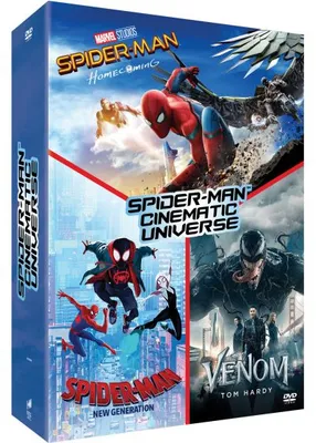 Coffret Spider-man Cinematic universe : Spider-man Home coming + Venom + Spider-man new generation