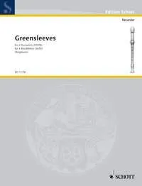 Greensleeves, 4 recorders (SATB). Partition d'exécution.