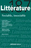 Littérature n° 187 (3/2017) Sociable, insociable, Sociable, insociable